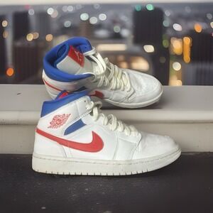 Nike Air Jordan 1 Retro Mid USA Shoes Men's 10 Red White Blue 2019 BQ6472-164